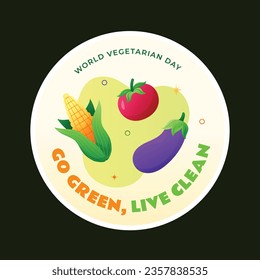 World vegetarian day background. world vegetarian day celebration. October 1. World vegan day background. Vector illustration. Poster, sticker, label, Greeting Card, Post, Template. Fresh vegetables.