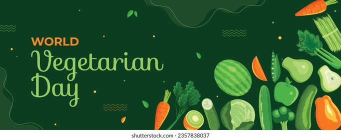 World vegetarian day background. Happy world vegetarian day celebration. October 1. World vegan day background. Vector illustration. Poster, Banner, Flyer, Greeting Card, Post, Template. vegetables.