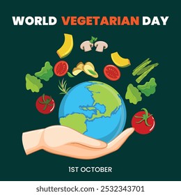 Día Mundial del Vegetariano Anuncio con verduras. Póster con pimentón, brócoli, berenjena, cebolla, champiñón, ajo, guisantes, tomate, chile, remolacha. Boceto de verduras estilo. Estilo de grabado de alimentos saludables