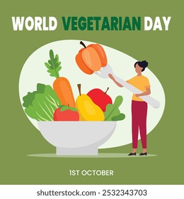 Día Mundial del Vegetariano Anuncio con verduras. Póster con pimentón, brócoli, berenjena, cebolla, champiñón, ajo, guisantes, tomate, chile, remolacha. Boceto de verduras estilo. Estilo de grabado de alimentos saludables