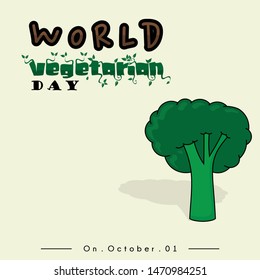 World Vegetarian Day with Broccoli vector icon