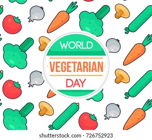 World Vegetarian Day Celebration Banner With Vegetables. Vector