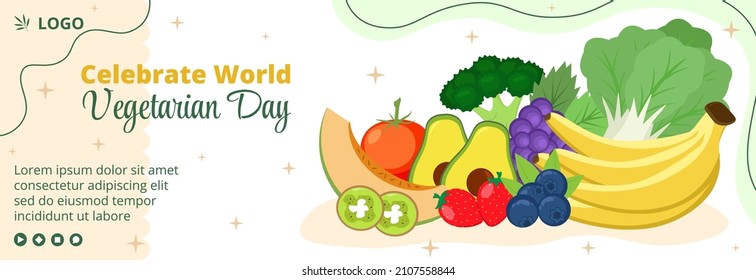 World Vegetarian Day Cover Template Flat Design Illustration Editable of Square Background Suitable for Social media or Greetings Card