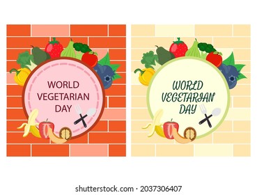 World Vegetarian Day Cute Cartoon Vector Illustration of Various Types of Vegetables or Fruits Such as Broccoli, Carrots, Tomatoes and Others for Maintain Health