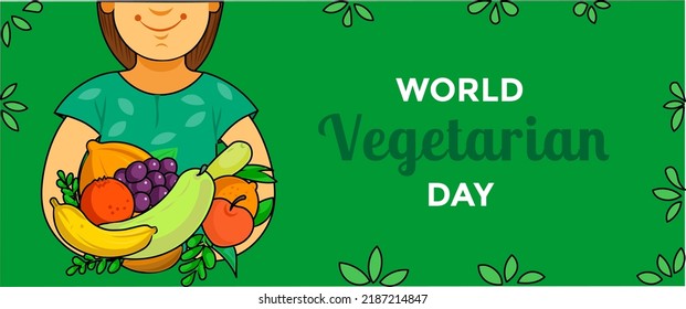 world vegetarian day horizontal banner vector flat design
