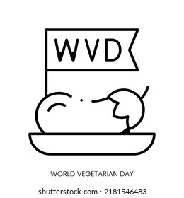 icono del día vegetariano mundial. Signo de estilo lineal aislado en fondo blanco. Ilustración del vector