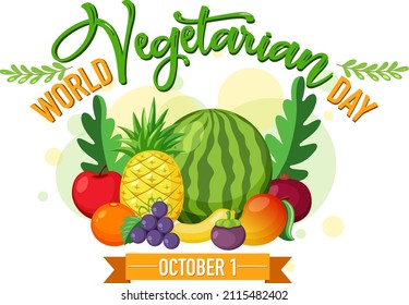 World Vegetarian Day logo with vegetable and fruit illustration