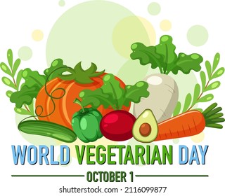 World Vegetarian Day logo with vegetable and fruit illustration
