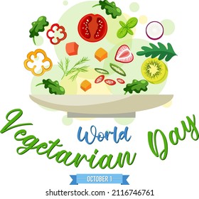 World Vegetarian Day logo with vegetable and fruit illustration