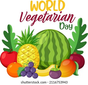 World Vegetarian Day logo with vegetable and fruit illustration