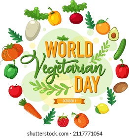 World Vegetarian Day logo with vegetable and fruit illustration