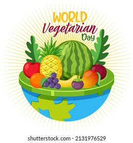 World Vegetarian Day logo with vegetable and fruit illustration