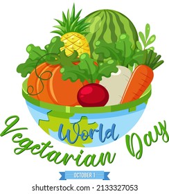 World Vegetarian Day logo with vegetable and fruit illustration