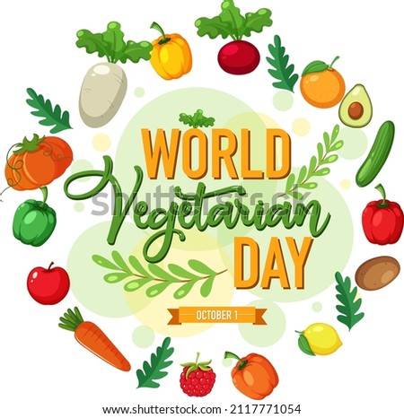 World Vegetarian Day logo with vegetable and fruit illustration