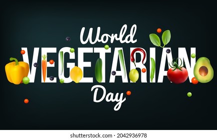 World Vegetarian day is observed every year on October 1st, To promote the joy, compassion and life-enhancing possibilities of vegetarianism. Vector illustration