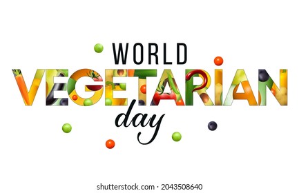 El 1 de octubre se celebra cada año el Día Mundial de la Vegetariana, para promover la alegría, la compasión y las posibilidades de mejora de la vida del vegetarianismo. Ilustración del vector