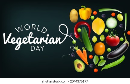 World Vegetarian day is observed every year on October 1st, To promote the joy, compassion and life-enhancing possibilities of vegetarianism. Vector illustration