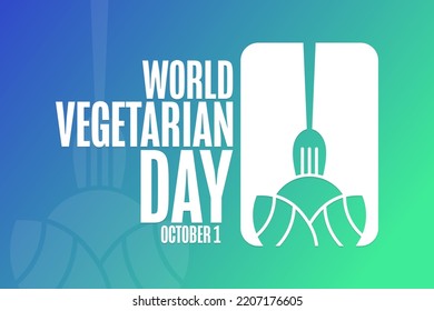 World Vegetarian Day. October 1. Holiday concept. Template for background, banner, card, poster with text inscription. Vector EPS10 illustration