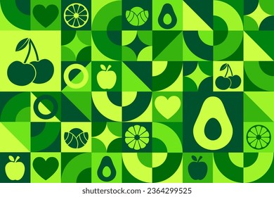 World Vegetarian Day. October 1. Seamless geometric pattern. Template for background, banner, card, poster. Vector EPS10 illustration