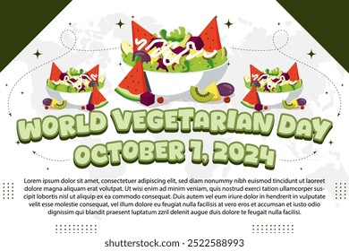 World Vegetarian Day – October 1, 2024, Attractive design, can be used on all social media platforms, beautiful color combination, get it now for the first purchase.