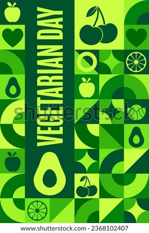 World Vegetarian Day. October 1. Holiday concept. Template for background, banner, card, poster with text inscription. Vector EPS10 illustration