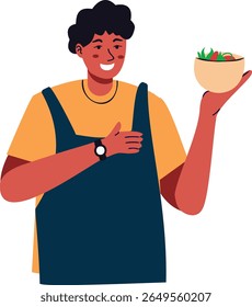 Dia Mundial do Vegetariano Personagem do Povo. Ilustração isolada de vetor em estilo de desenho animado