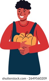 Dia Mundial do Vegetariano Personagem do Povo. Ilustração isolada de vetor em estilo de desenho animado