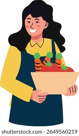 Dia Mundial do Vegetariano Personagem do Povo. Ilustração isolada de vetor em estilo de desenho animado