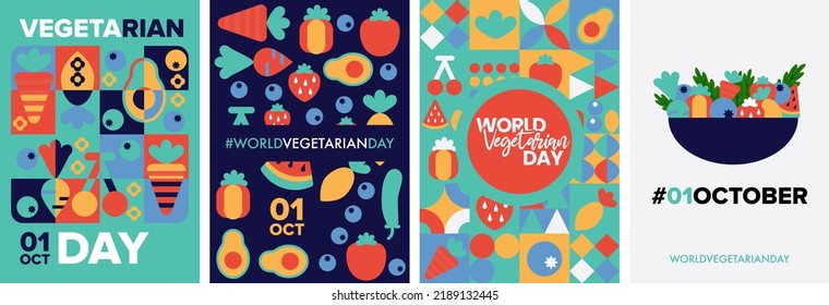 World vegetarian day poster, background, vector set collection