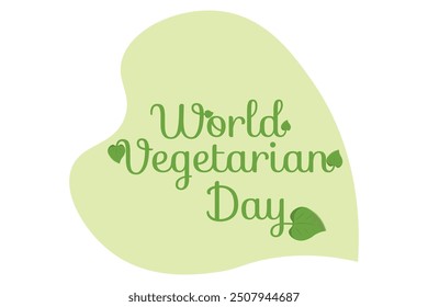 World vegetarian day poster celeration. 1st October veggie day banner with green leaves