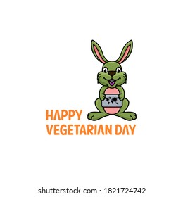 World vegetarian day  with rabbit concept design vector