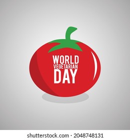 Día Mundial de la Vegetariana con ilustrador vector de tomate.