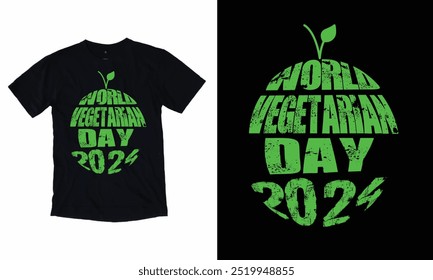 World vegetarian day typography apple fruit design for t-shirt