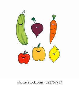 World vegetarian day vector, cartoon vegetables character and vegetarian, health slogan