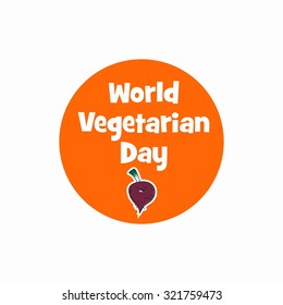 World vegetarian day vector, cartoon vegetables character and vegetarian, health slogan