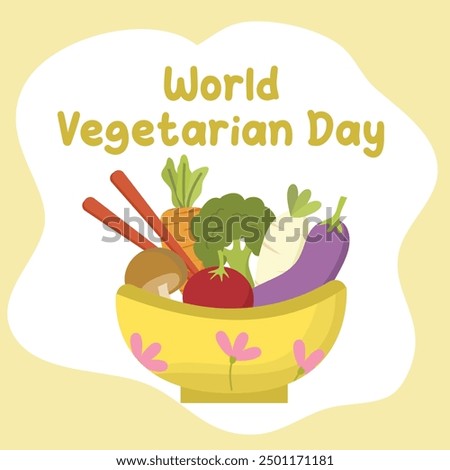 World vegetarian day vector design for world vegetarian day celebration. Suitable for flat design graphic illustration for social media ads, flyer design, flat illustration, banner, template, poster