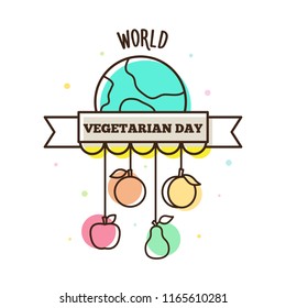 World Vegetarian Day. Vector illustration of fruit.