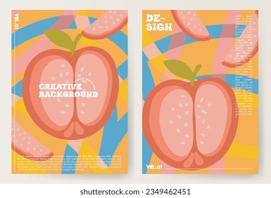 World vegetarian, fruit sale banner template with abstract full color background and kiwi fruit illustration