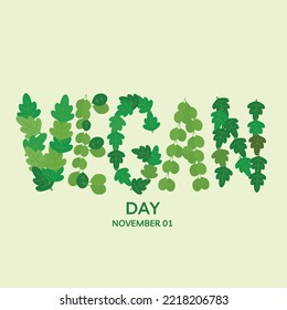 Ilustración vectorial vegetariana mundial el 1 de noviembre. Día vegano para publicación en medios sociales, tarjeta, pancarta