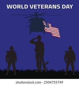 World Veterans Day Concept flat vector Design social media post.
