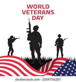 World Veterans Day Concept flat red background design