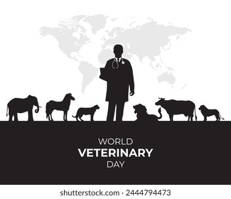 Día Mundial de la Veterinaria 30 de abril. Concepto de Festiva. Plantilla de fondo con Anuncio, póster y tarjeta. Ilustración vectorial.