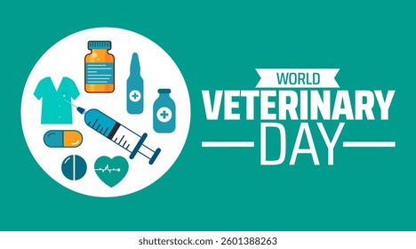 world veterinary day background banner or poster design template. observed every year in  April. Holiday concept. Use to any Template, card, poster, placard, template.