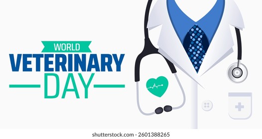world veterinary day background banner or poster design template. observed every year in  April. Holiday concept. Use to any Template, card, poster, placard, template.