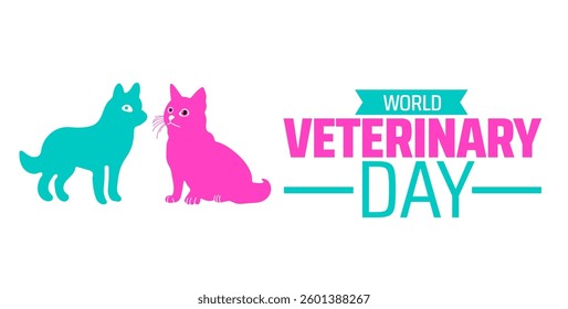 world veterinary day background banner or poster design template. observed every year in  April. Holiday concept. Use to any Template, card, poster, placard, template.