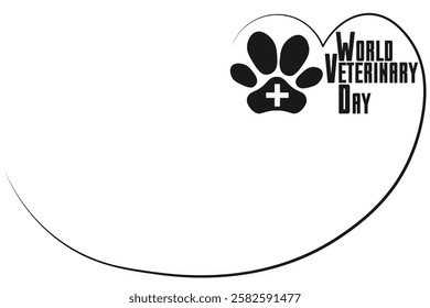 World Veterinary Day poster. Veterinary Medicine banner. Pet paw with cross