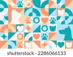 World Veterinary Day. Seamless geometric pattern. Template for background, banner, card, poster. Vector EPS10 illustration