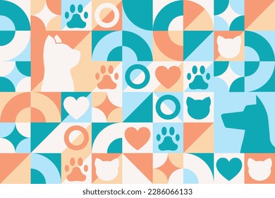 World Veterinary Day. Seamless geometric pattern. Template for background, banner, card, poster. Vector EPS10 illustration