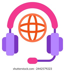 World virtual assistance icon illustration