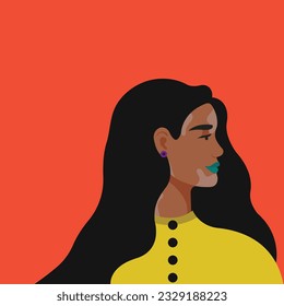 World Vitiligo Day. Another kind of beauty model with long hair green lipstick and yellow dress. Love yourself, accept your body. Body positive and self acceptance. Vector illustration